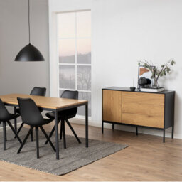 Furniture To Go Seaford 1 Door 3 Drawer Small Sideboard In Black & Oak - thumbnail 5