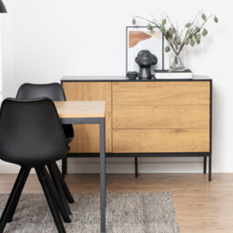 Furniture To Go Seaford 1 Door 3 Drawer Small Sideboard In Black & Oak - thumbnail 6