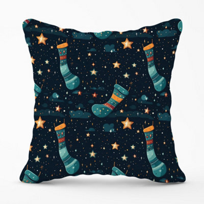 Warren Reed Designer Christmas Stocking In A Starry Night Sky Cushions 60Cm X 60Cm - image 1