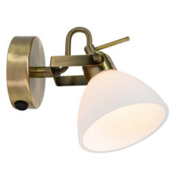 Happy Homewares Contemporary And Chic Antique Brass Wall Spot Light With Switch And Glass Shade - thumbnail 5