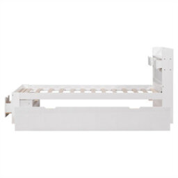 Abrihome Multifunctional 3Ft Kids Bed With Usb Port & Storage, White Daybed, No Mattress - thumbnail 7