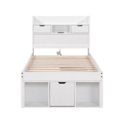 Abrihome Multifunctional 3Ft Kids Bed With Usb Port & Storage, White Daybed, No Mattress - thumbnail 6