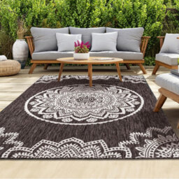 Homeart Outdoor Indoor Rug, Easy Clean, Uv Weather Resistant Rug For Patio, Gardenmandala-D.natural,cream, 120X170Cm
