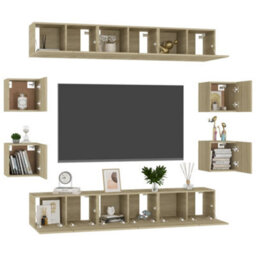 Berkfield 10 Piece Tv Cabinet Set Sonoma Oak Engineered Wood - thumbnail 3