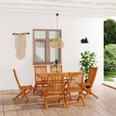 Berkfield 7 Piece Garden Dining Set Solid Teak Wood - image 1