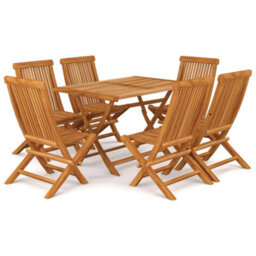 Berkfield 7 Piece Garden Dining Set Solid Teak Wood - thumbnail 2
