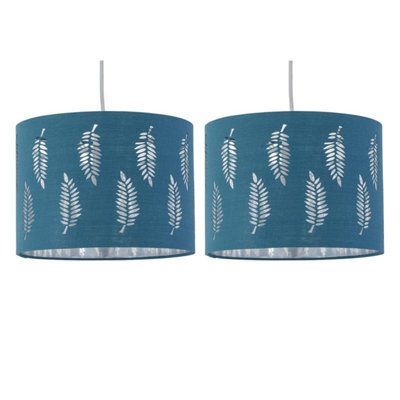 First Choice Lighting Set Of 2 Fern Teal Cut Out 30Cm Pendant Lightshades - image 1