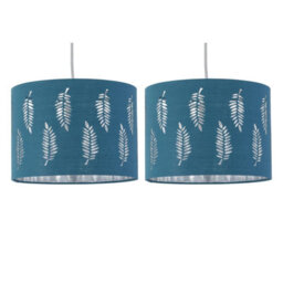 First Choice Lighting Set Of 2 Fern Teal Cut Out 30Cm Pendant Lightshades - thumbnail 1