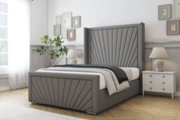 "Sloomy Rutherford Pewter Dumfries Bed Frame With Mattress With 50""  Upholstered Wingback Headboard 5' King" - thumbnail 2