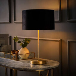 Valuelights Charles Gold Table Lamp With Metallic & Black Velvet Shade - thumbnail 5