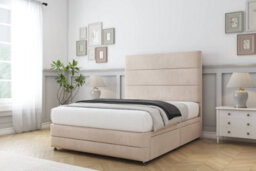 "Sloomy Monaco Sand Naples Divan Bed Set 2 Drawers Right Side With 26"" Strutted & 12"" Footboard 4'6 Double" - thumbnail 2