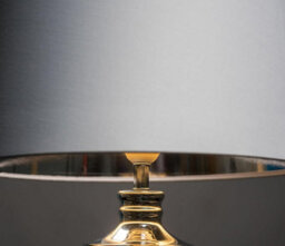 Lighting Supermarket Hepburn Large Grey Marble Effect Table Lamp With Grey Silver Lined Shade - Grey - thumbnail 3