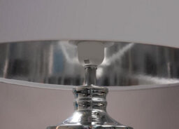 Lighting Supermarket Hepburn Large Grey Marble Effect Table Lamp With Grey Silver Lined Shade - Grey - thumbnail 2