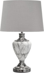 Lighting Supermarket Hepburn Large Grey Marble Effect Table Lamp With Grey Silver Lined Shade - Grey - thumbnail 1