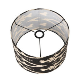 Pacific Lifestyle 35Cm Black Patterned Drum Lampshade Cylinder Navy Table Lamp Shade - thumbnail 4