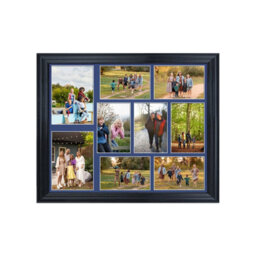 AK Frames 20X16 Black Classic Multi Photo Frame With Blue Mount - Holds 9 Apertures (2X) 7X5, (7X) 6X4 Photos - thumbnail 1