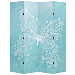 Berkfield Folding Room Divider 160X170 Cm Butterfly Blue - thumbnail 1