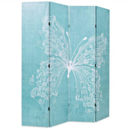 Berkfield Folding Room Divider 160X170 Cm Butterfly Blue - thumbnail 2