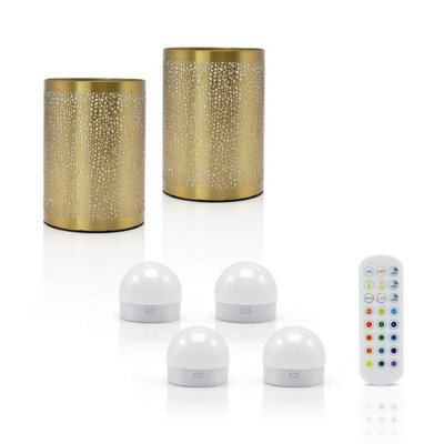 Auraglow Omniance Seraphine Rechargeable Wireless Table Lamp With Remote - Brass - 2 Lamps, 4 Light Sources, 1 Remote - image 1
