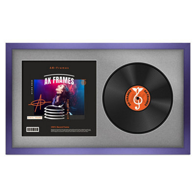 "30X17"" Purple Modern Vinyl Record Frame With Silver Mount For 12 Inch Lp Album Cover & Disc - Ak Frames" - image 1