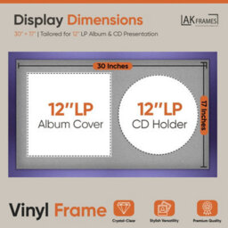 "30X17"" Purple Modern Vinyl Record Frame With Silver Mount For 12 Inch Lp Album Cover & Disc - Ak Frames" - thumbnail 2