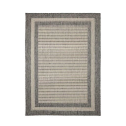 Melrose County Flatweave Grey Bordered Indoor Non-Slip Small Area Rug 080/150Cm - thumbnail 5