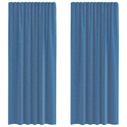 Berkfield Durable Voile Curtains With Rod Pockets 2 Pcs Royal Blue - thumbnail 1