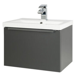Clifton 500mm Bathroom Matt Dark Grey Wall Mounted Vanity Unit And Basin (Central) - Brassware Not Included - thumbnail 1