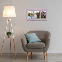 AK Frames 40X20Cm Pastel Pink Sleek Multi Photo Frame With Silver Mount - Holds 3 Apertures (3X) 6X4 Photos - thumbnail 3