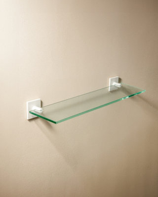 Cosmic  Glass Bathroom Shelf, Bathroom Organizer, 40Cm, Self-Adhesive, White, Stick Collection - image 1