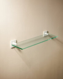 Cosmic  Glass Bathroom Shelf, Bathroom Organizer, 40Cm, Self-Adhesive, White, Stick Collection - thumbnail 1