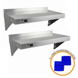 MonsterShop 2Xkukoo Commercial Stainless Steel Shelves Kitchen Wall Shelf Catering Corrosion Resistant & Free Microfiber Cloths 900mmx300mm - thumbnail 2
