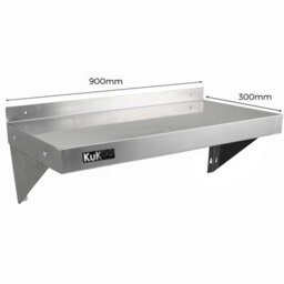 MonsterShop 2Xkukoo Commercial Stainless Steel Shelves Kitchen Wall Shelf Catering Corrosion Resistant & Free Microfiber Cloths 900mmx300mm - thumbnail 3