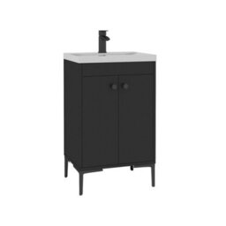 Royal Bathrooms Verona 500mm Matt Black Floor Standing Bathroom Vanity Unit 2 Door With Mid-Edge Basin & Matt Black Knob - thumbnail 6
