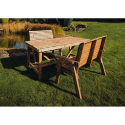 Churnet Valley Garden Furniture Ltd Valley 4 Seat Set 2X2B Table - Timber - L99 X W113 X H95 Cm - Minimal Assembly Required - Set Of Waterproof Cushions Included - thumbnail 1