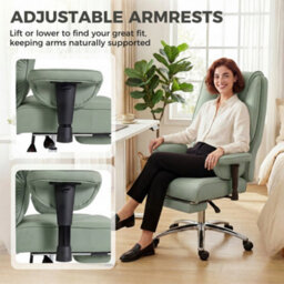 Homcom Executive Office Chair, Reclining Desk Chair With Footrest, Green - thumbnail 5