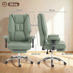 Homcom Executive Office Chair, Reclining Desk Chair With Footrest, Green - thumbnail 3