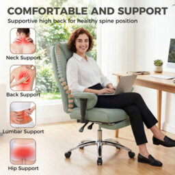 Homcom Executive Office Chair, Reclining Desk Chair With Footrest, Green - thumbnail 4
