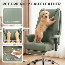 Homcom Executive Office Chair, Reclining Desk Chair With Footrest, Green - thumbnail 7