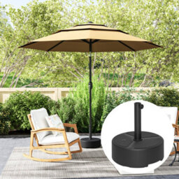 Outsunny Round Garden Parasol Base, Sand/water Filled Parasol Stand, Black - thumbnail 7