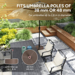 Outsunny Round Garden Parasol Base, Sand/water Filled Parasol Stand, Black - thumbnail 5