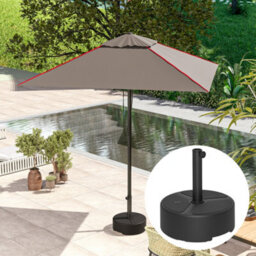 Outsunny Round Garden Parasol Base, Sand/water Filled Parasol Stand, Black - thumbnail 9