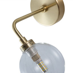 First Choice Lighting Set Of 2 Toner Satin Brass With Clear Glass Globe Wall Lights - thumbnail 4