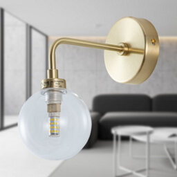 First Choice Lighting Set Of 2 Toner Satin Brass With Clear Glass Globe Wall Lights - thumbnail 6