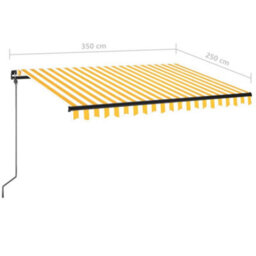 Berkfield Manual Retractable Awning With Led 350X250 Cm Yellow And White - thumbnail 7