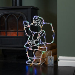 Samuel Alexander 44Cm Battery Powered Light Up Hanging Christmas Santa With Multi-Coloured  Multi-Action Leds - thumbnail 7