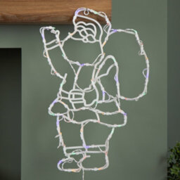Samuel Alexander 44Cm Battery Powered Light Up Hanging Christmas Santa With Multi-Coloured  Multi-Action Leds - thumbnail 3