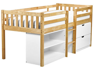 Beliani Mid Sleeper Bed Wood Susville 90 X 200 Cm (Eu Single) Light Brown - image 1