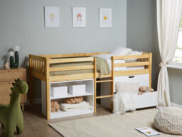 Beliani Mid Sleeper Bed Wood Susville 90 X 200 Cm (Eu Single) Light Brown - thumbnail 2