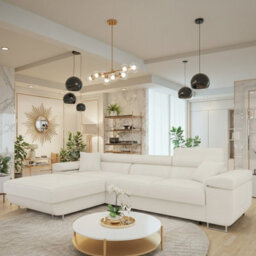 Torezio Mini L Shaped Sofa Bed With Adjustable Headrests Storage Dolfn Mechanism 280X170X70-90Cm Cream Left